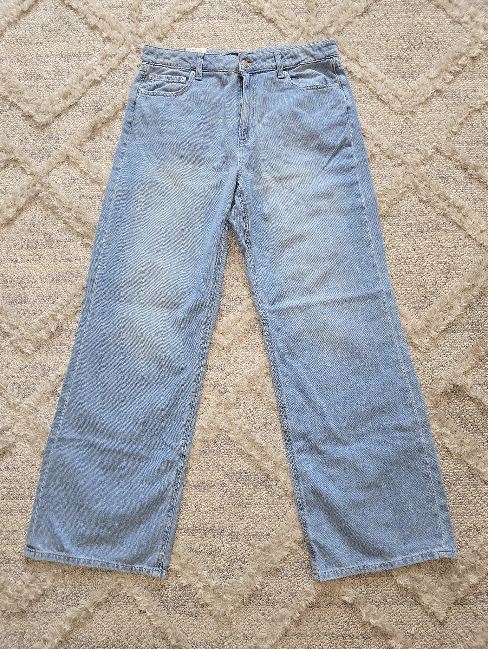 NWT AERO Women's High Rise Wide Leg Baggy Cotton Blue Jeans Size 12